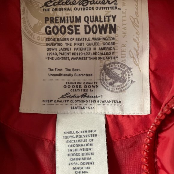 Eddie Bauer Goose Down Vest Red Size Large - Picture 3 of 4